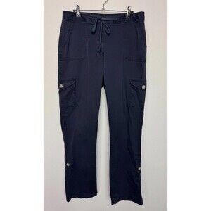 L.L. Bean Size 12 Favorite Fit Cargo Pants Blue Straight Leg Drawstring Waist